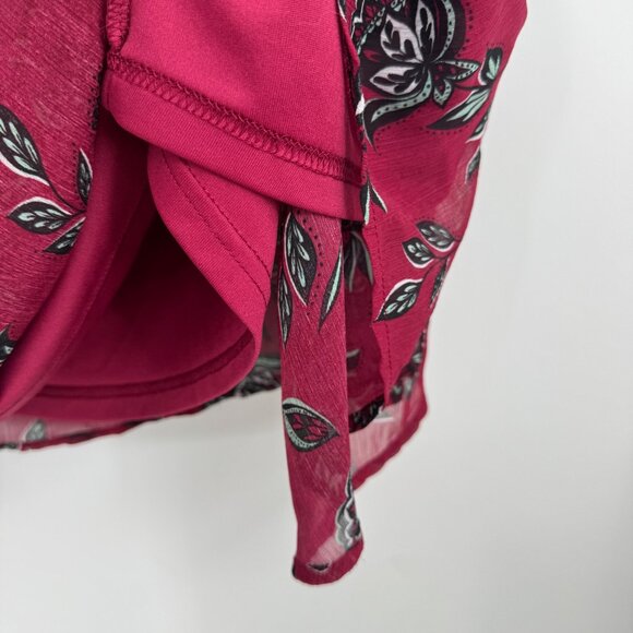 Lane Bryant Boho Chiffon Blouse Womens Plus Size 10/12 Square Neck Short Sleeves - Picture 7 of 11